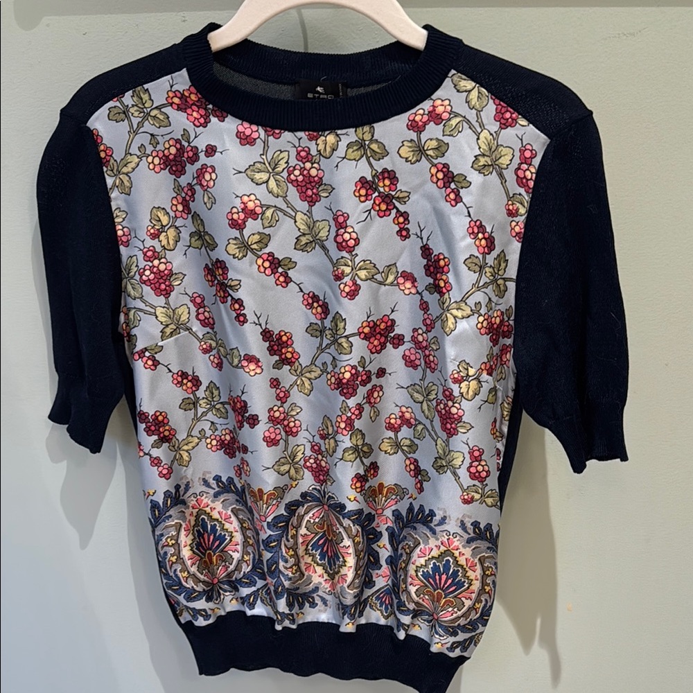 Etro Floral Patterned Short Sleeve Top - Multicolor